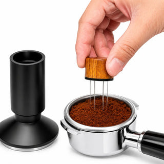 Espresso Tamper WDT Distributor 53mm 2-in-1 Stainless Steel: yozcoffee 2 in 1 espresso tamper magnetic needle distribut