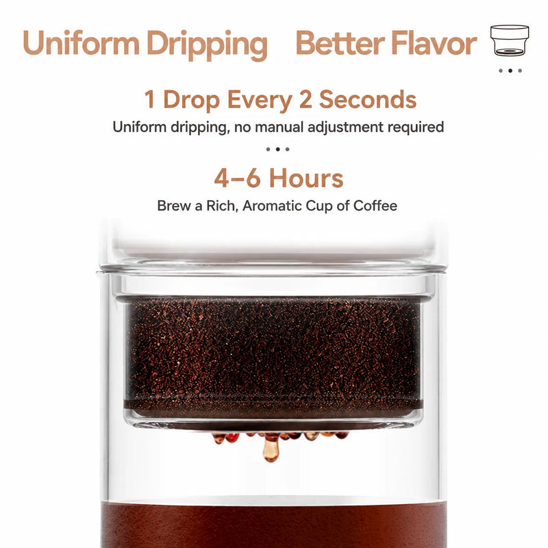 Ice Drip Cold Brew Maker 300ml Glass Slow Drip Transparent — shown in a home coffee-bar setup