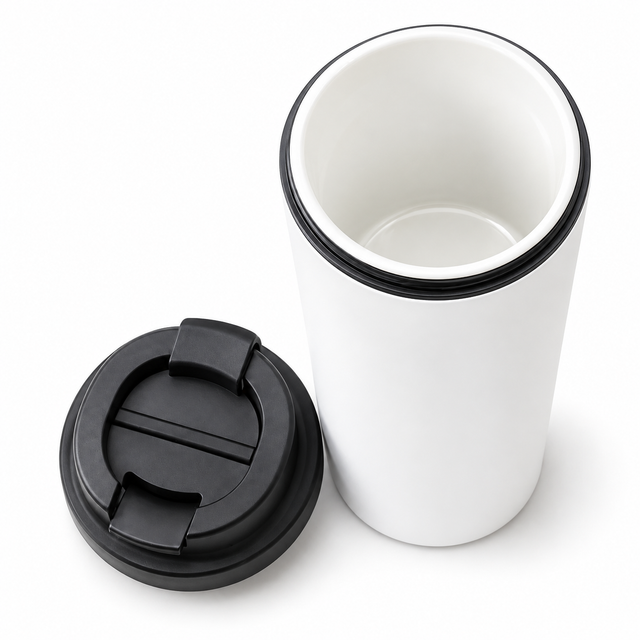Reiskoffiebeker – 380ml (12.8oz), keramisch gevoerd, klapdeksel