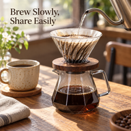 Smoked Glass Pour-Over Coffee Set – 400/600ml, Glass Dripper - miniatura 2