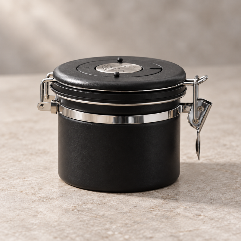 Coffee Bean Canister – 500ml, Stainless Steel & Date Dial - immagine del prodotto