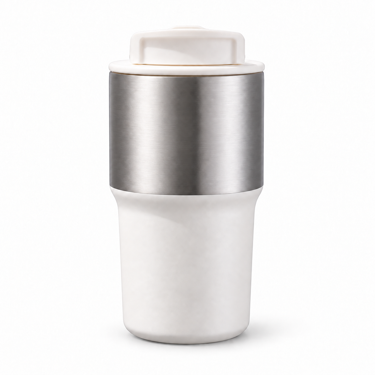 Mug de voyage pour café - 550ml, acier inoxydable, couvercle à double ouverture et poignée pliable - image du produit