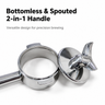 Yozcoffee 58mm 2-in-1 bottomless and spouted portafilter with removable base and wood handle