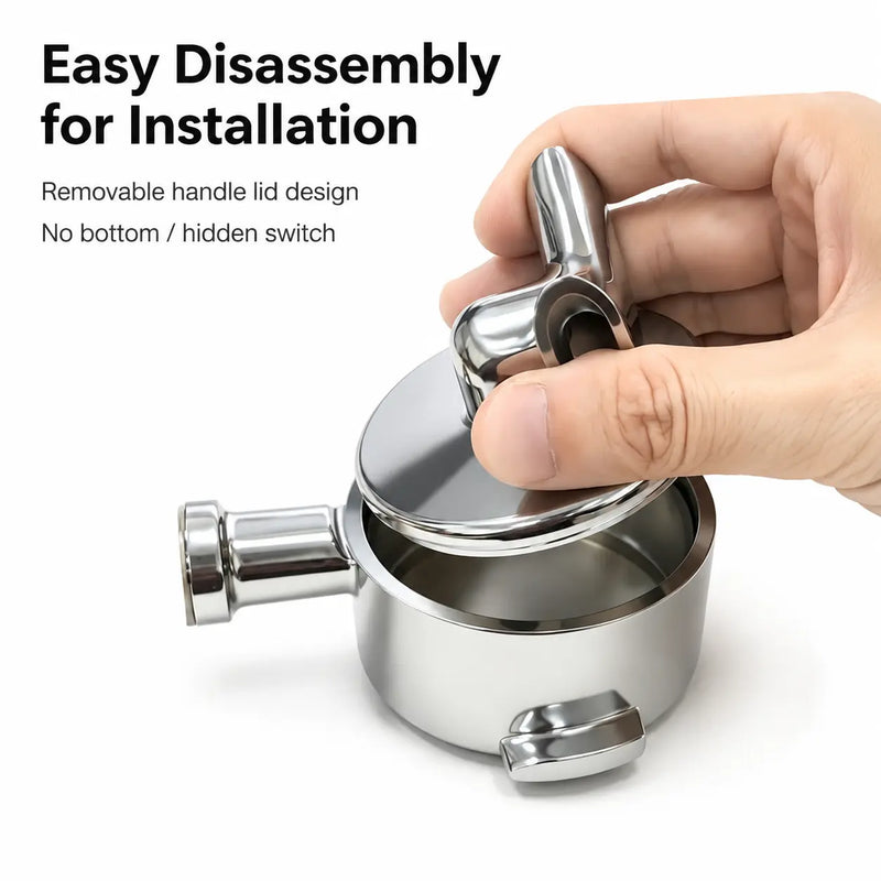 E61 Portafilter 58mm Wood Handle Bottomless & Spouted: easy disassembly
