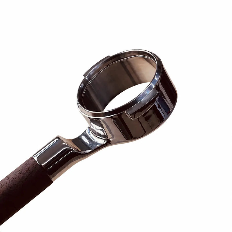 E61 Bottomless Portafilter 58mm 316 Stainless Steel: yozcoffee 58mm bottomless portafilter e61 316 stainless st 03 walnut