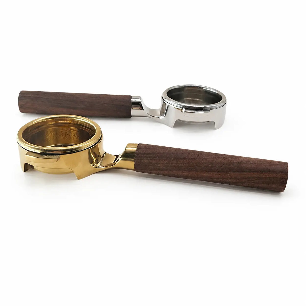 E61 Bottomless Portafilter 58mm Walnut Wood Handle Gold/Silver: gold silver color options