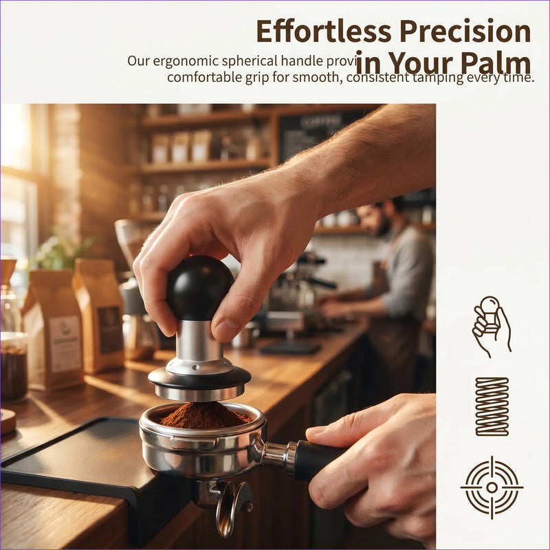 Espresso Tamper 58mm Aluminum Alloy Impact Design: ergonomic grip