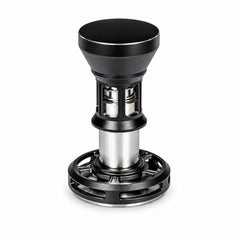 58mm Impact Espresso Tamper – Mechanical, Self-Leveling, Automatic Rebound, Ripple Base, Black & Silver