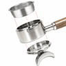 Yozcoffee 58mm portafilter exploded view with basket and removable lower assembly