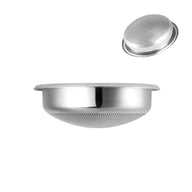 Supplier reference views of the shallow 58mm espresso filter basket showing its side profile and perforated underside
