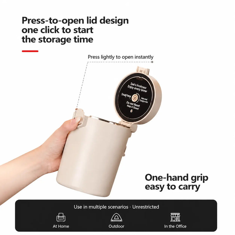 Airtight Coffee Canister 600ml 304 Stainless Steel Humidity: yozcoffee 600ml airtight coffee bean canister humidity gau (5)