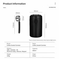 Airtight Coffee Canister 600ml 304 Stainless Steel Humidity: yozcoffee 600ml airtight coffee bean canister humidity gau (6)