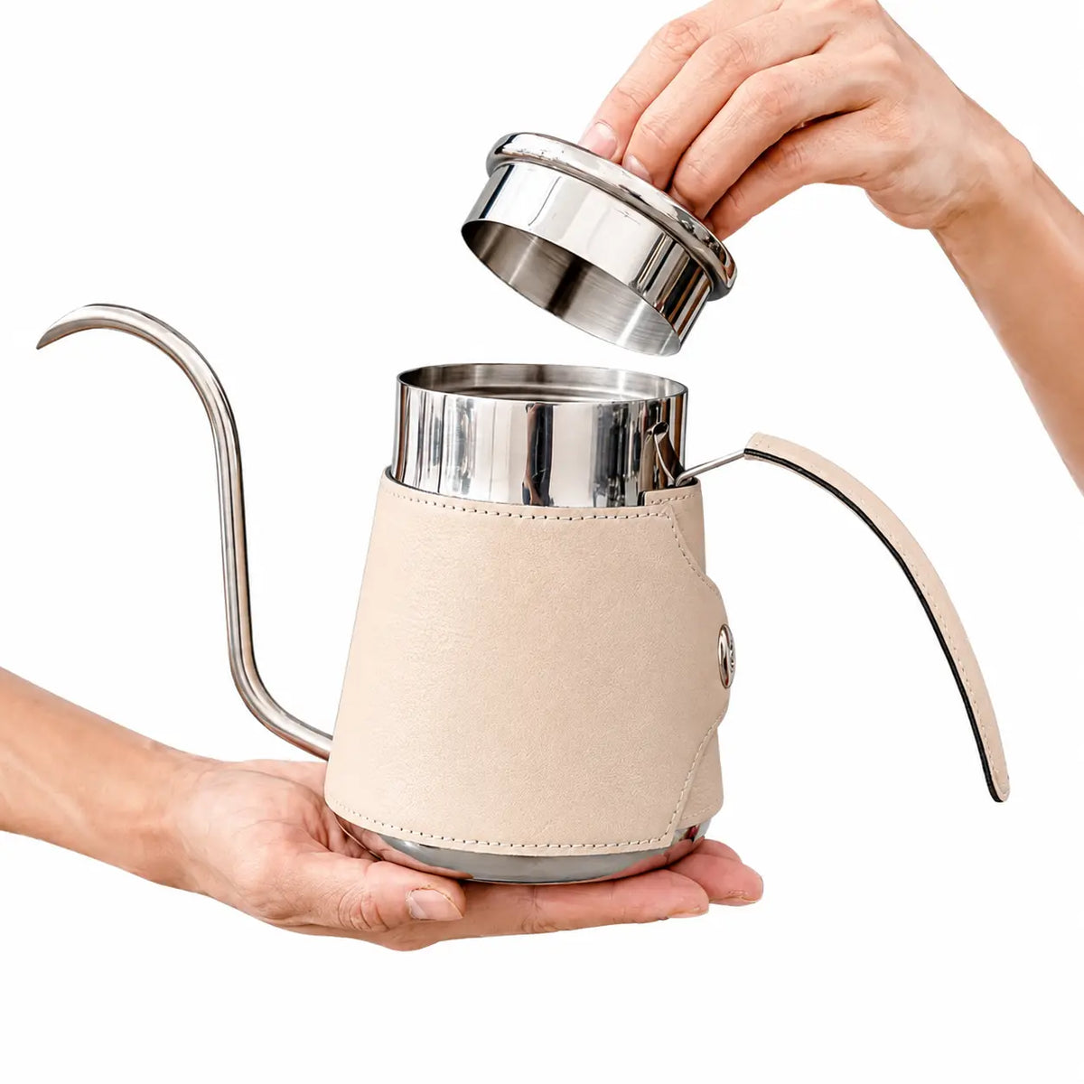 Gooseneck Pour Over Kettle 600/700ml 304 Stainless Steel: handheld size reference