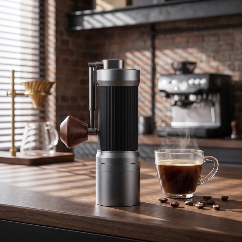 Manual Coffee Grinder 40 Settings Stainless Steel Burr: portable in a lifestyle coffee setup setup