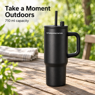 Insulated Tumbler with Handle & Straw – 710ml - miniatura 3