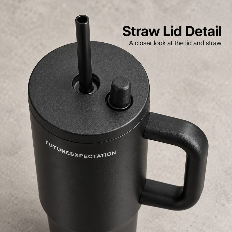 Insulated Tumbler with Handle & Straw – 710ml - immagine del prodotto
