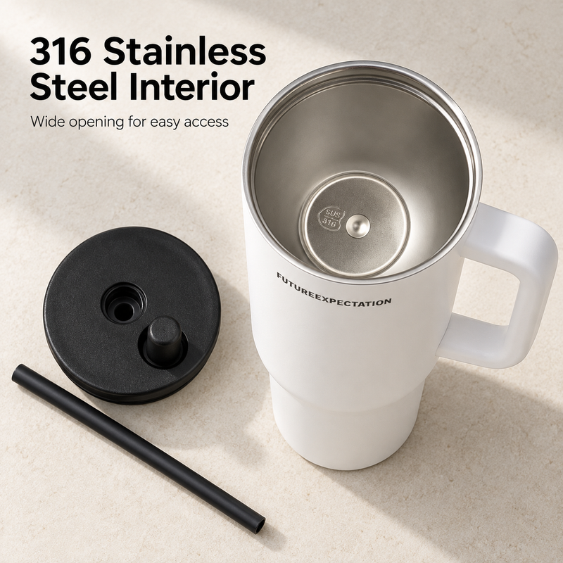 Insulated Tumbler with Handle & Straw – 710ml - immagine del prodotto