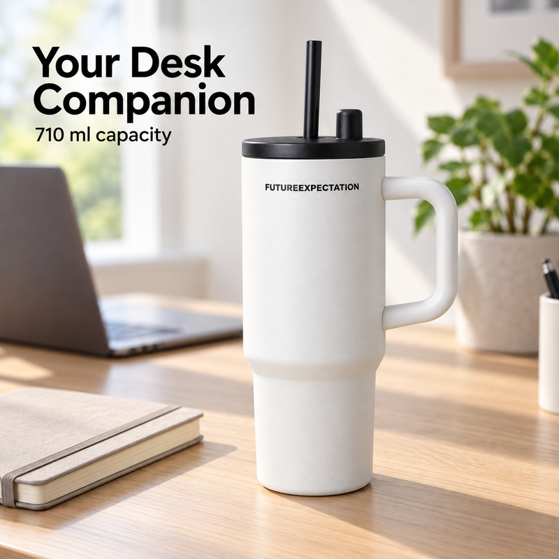 Insulated Tumbler with Handle & Straw – 710ml - immagine del prodotto