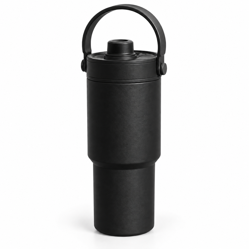Ceramic-Lined Insulated Tumbler – 735ml (25oz), Carry Handle & Straw - Produktbild
