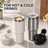 Ceramic-Lined Insulated Tumbler – 735ml (25oz), Carry Handle & Straw - Vorschaubild 8