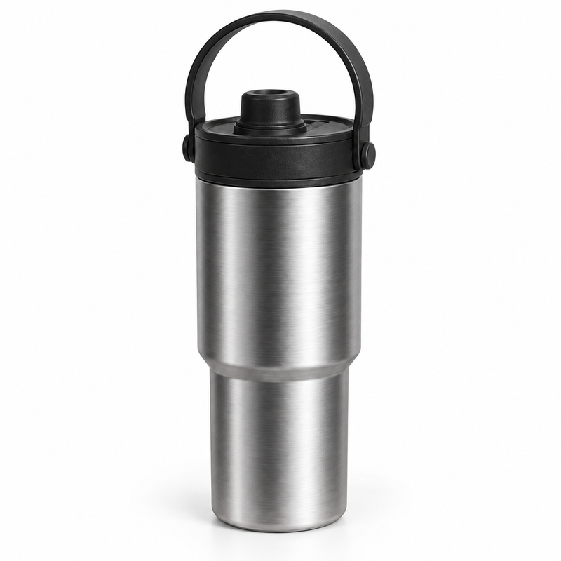 Ceramic-Lined Insulated Tumbler – 735ml (25oz), Carry Handle & Straw - Produktbild