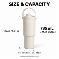 Ceramic-Lined Insulated Tumbler – 735ml (25oz), Carry Handle & Straw - Vorschaubild 6