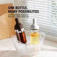 Brown and white Yozcoffee 800ml glass infuser bottles for coffee and fruit tea