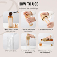 Six steps for making cold brew coffee with the Yozcoffee 800ml infuser bottle
