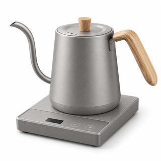 Yozcoffee 800ml silver electric gooseneck kettle with temperature control base