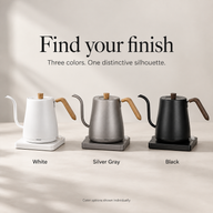 Wood-grain handle electric gooseneck kettle in White, Silver Gray and Black