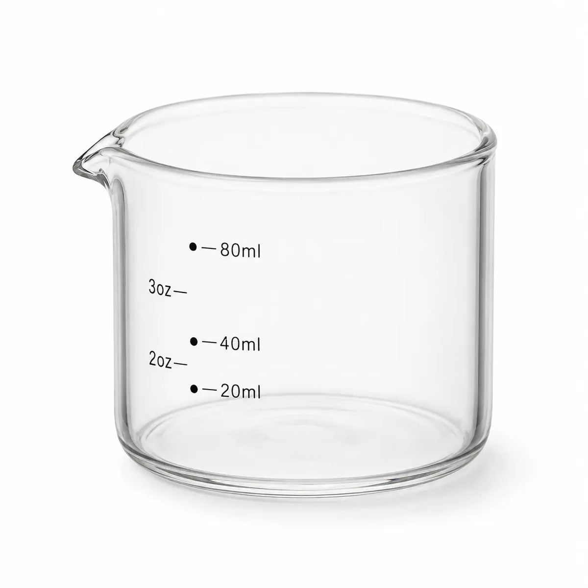 Vaso medidor para espresso – 80 ml, vidrio de borosilicato con pico - imagen del producto