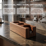 Espresso Tamper Stand 51-58mm ABS Wood Grain Organizer: universal fit