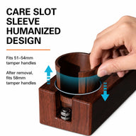 Espresso Tamper Stand 51-58mm ABS Wood Grain Organizer: adjustable sleeve