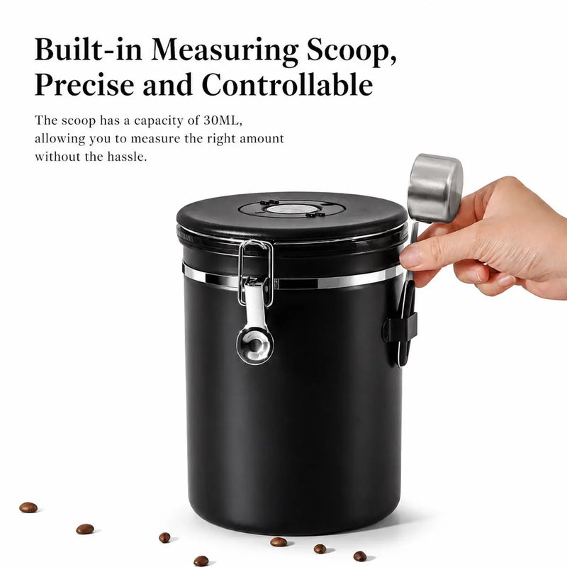 Airtight Coffee Canister 1.5-2.8L 304 Stainless Steel One-Way: yozcoffee airtight coffee canister 304 stainless steel one (2)