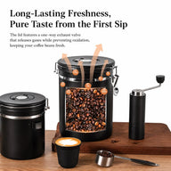 Airtight Coffee Canister 1.5-2.8L 304 Stainless Steel One-Way: yozcoffee airtight coffee canister 304 stainless steel one (7)