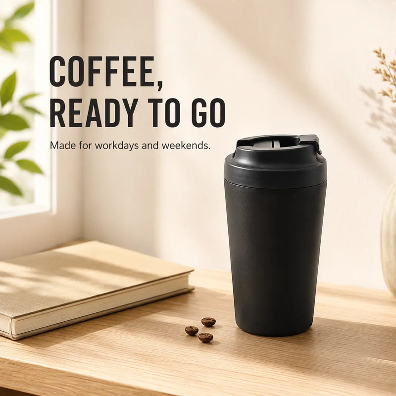 トラベルコーヒーマグ 380 ml｜内側セラミック加工・フリップ式ふたの商品画像