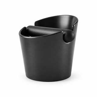 Yozcoffee black Mini espresso knock box with removable silicone bar on white background