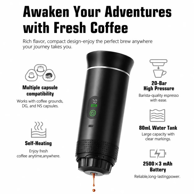 Portable Capsule Coffee Machine NS/DG Capsules & Ground Coffee: portable home outdoor use