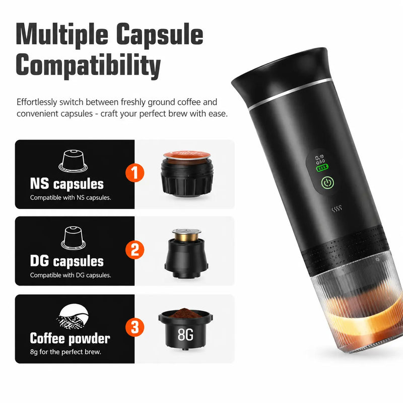 Portable Capsule Coffee Machine NS/DG Capsules & Ground Coffee: portable compatibility