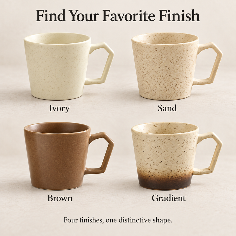 Ceramic Coffee Mug 360ml with Geometric Handle - Produktbild