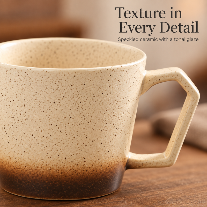 Ceramic Coffee Mug 360ml with Geometric Handle - Produktbild