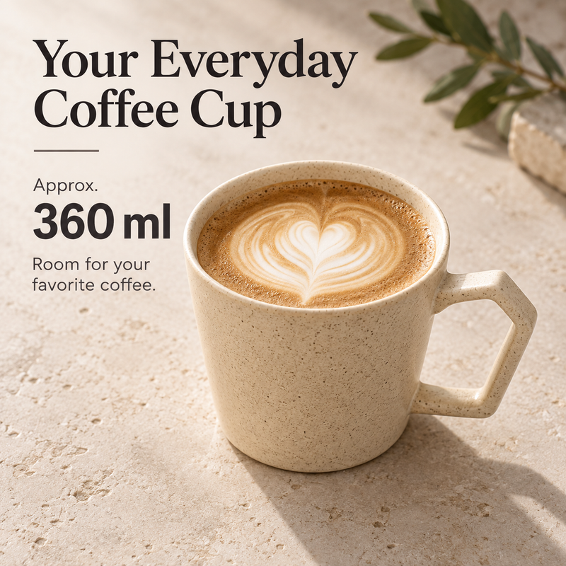 Ceramic Coffee Mug 360ml with Geometric Handle - Produktbild