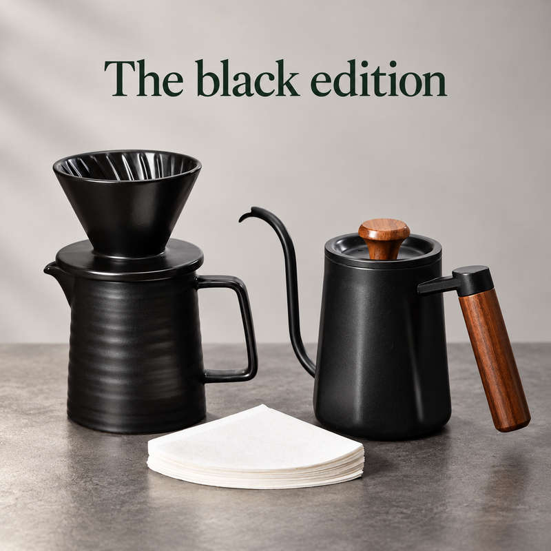 Ceramic Pour Over Coffee Kit – 450ml Server, Optional Kettle - Produktbild