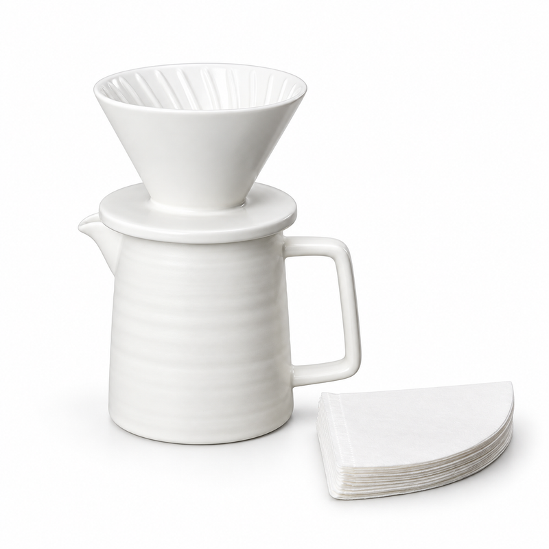 Ceramic Pour Over Coffee Kit – 450ml Server, Optional Kettle - Produktbild