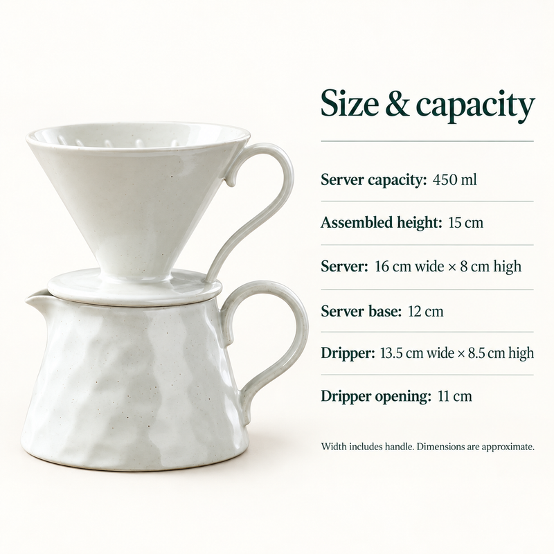 Ceramic Pour Over Coffee Set – 450ml Server & Dripper - Produktbild