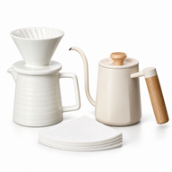 Ceramic Pour Over Coffee Kit – 450ml Server, Optional Kettle - Vorschaubild 1