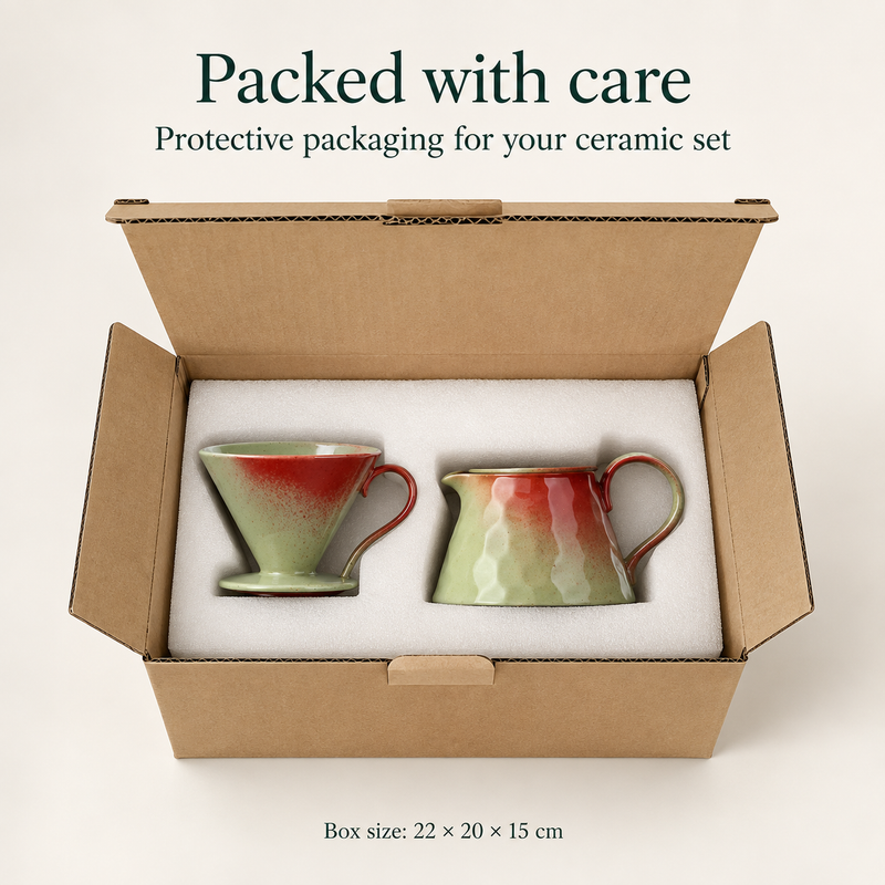 Ceramic Pour Over Coffee Set – 450ml Server & Dripper - Produktbild