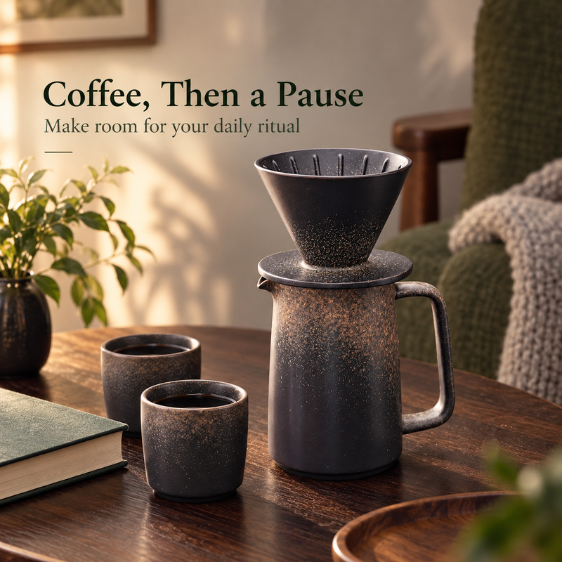 Ceramic Pour Over Coffee Set – 550ml Server & Dripper - Produktbild