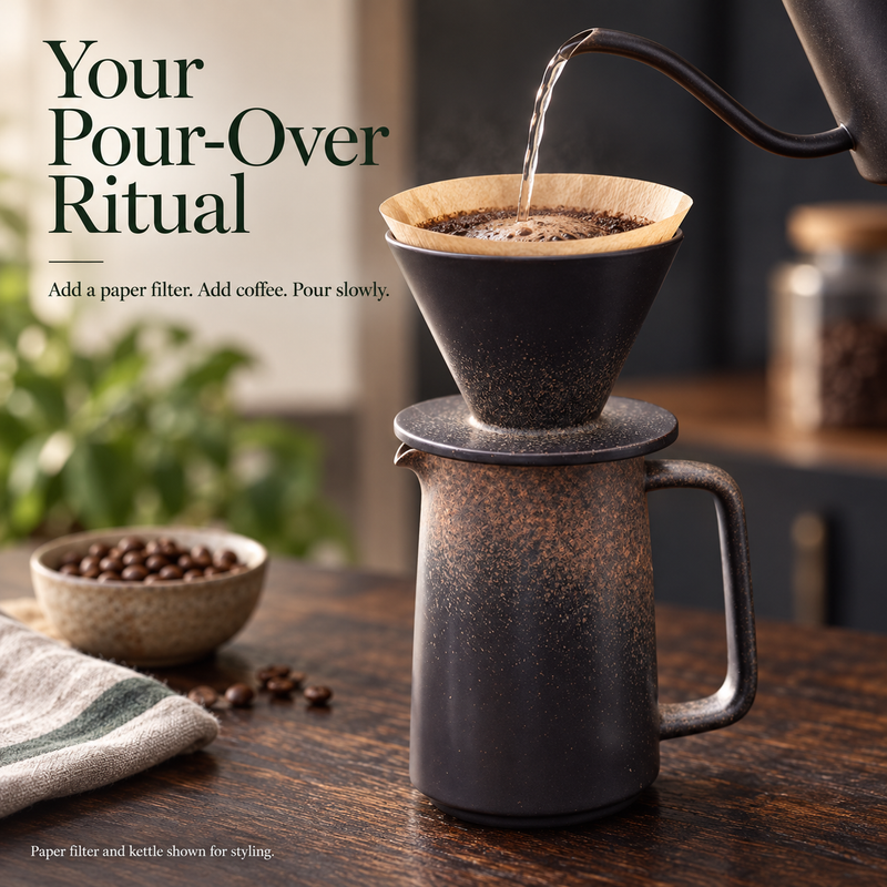 Ceramic Pour Over Coffee Set – 550ml Server & Dripper - Produktbild