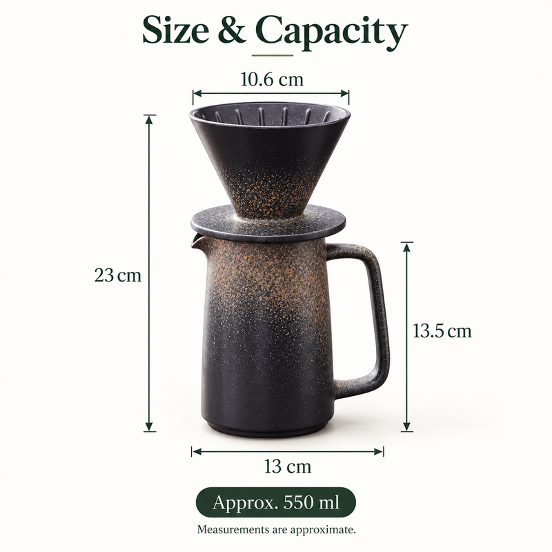 Ceramic Pour Over Coffee Set – 550ml Server & Dripper - Produktbild